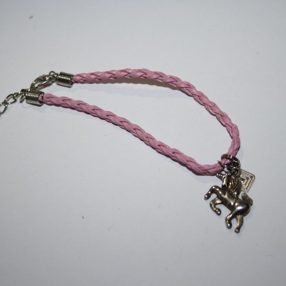 Cute pink and silver unicorn charm bracelet 7.5-9" - Picture 3 of 4